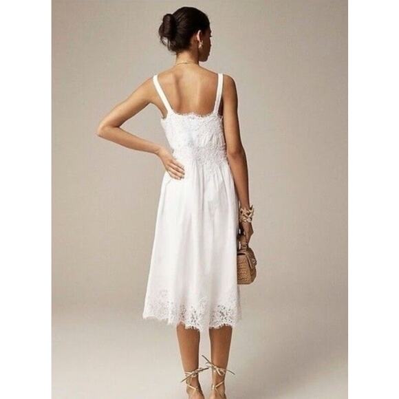 NWT J. Crew Philomena Dress Cotton Poplin Lace Dress Bridal Shower White M *Flaw - Picture 2 of 13